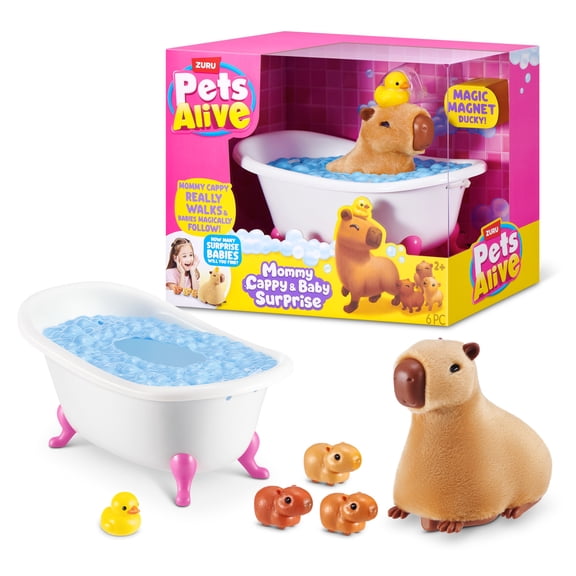 Pets Alive Mommy Capybara and Baby Surprise by ZURU - Interactive Electronic Pet Playset for Kids Ages 2 