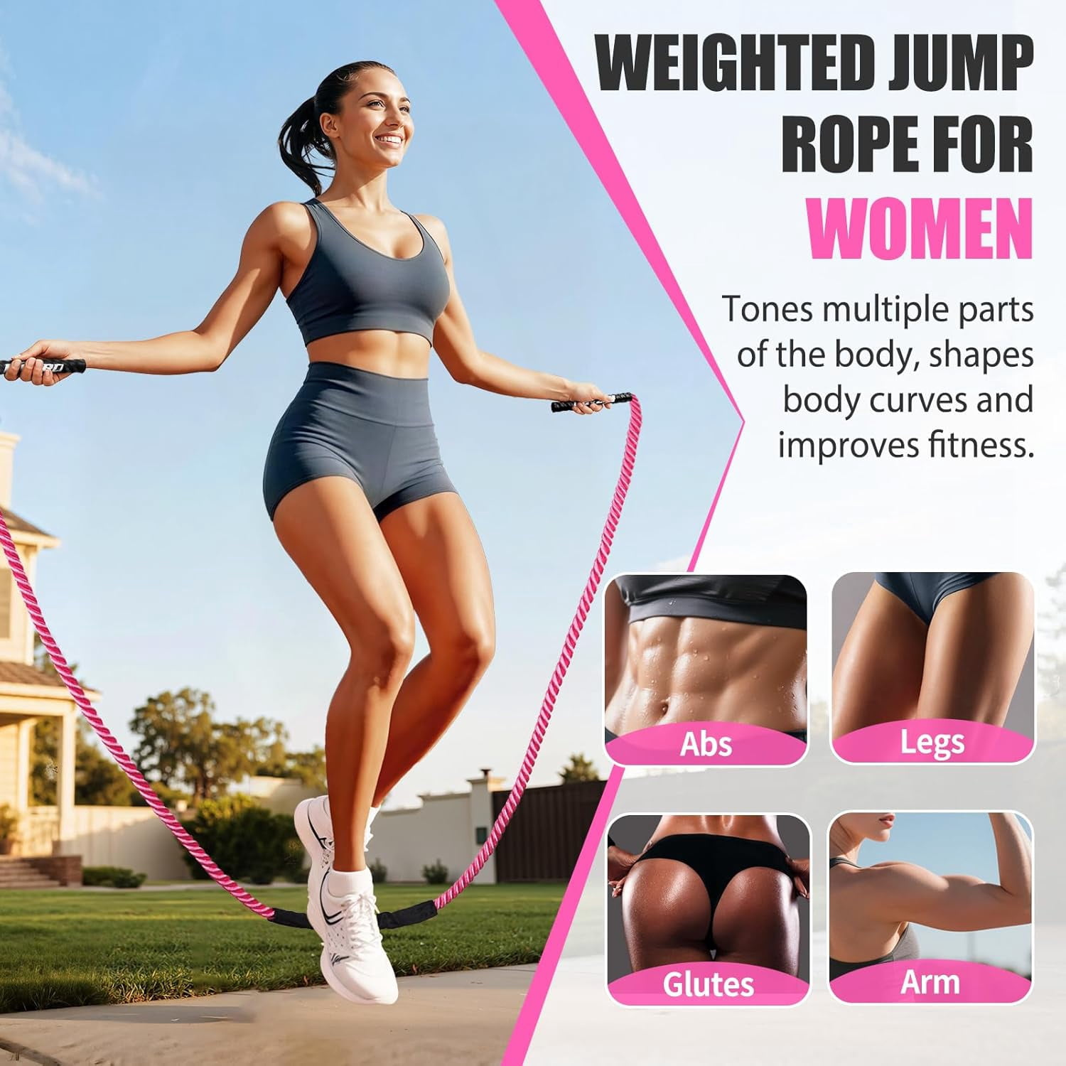 Jump Rope, Weighted Jump Rope for Women, Heavy Jump Ropes for Fitness, Home Gym Exercise Equipment, Adult Skipping Rope for Improve Strength, Weight Loss, Boxing Training,Total Body Workout Equipment