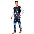 thumbnail image 2 of Family Christmas Pajamas Matching Sets, Christmas Tree Print Navy Tops with Fair Isle Snowman Pants, Long-Sleeve Crew Neck Loungewear Sleepwear for Couples, Women, Men, Kids and Baby, 2 of 6