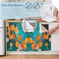 thumbnail image 5 of Orange Leaf Cabinet Curtain 32"Wx55"L, Dustproof Pantry Door Curtain with Self Adhesive Tape, Abstract Oil Painting Branch Turquoise Tall Storage Cover Privacy Drape for Bathroom Kitchen Laundry Room, 5 of 9
