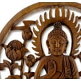 thumbnail image 3 of Lucky Buddha Wood Wall Sculpture -Hanging Hand Crafted Home Décor Bali Art 12", 3 of 6