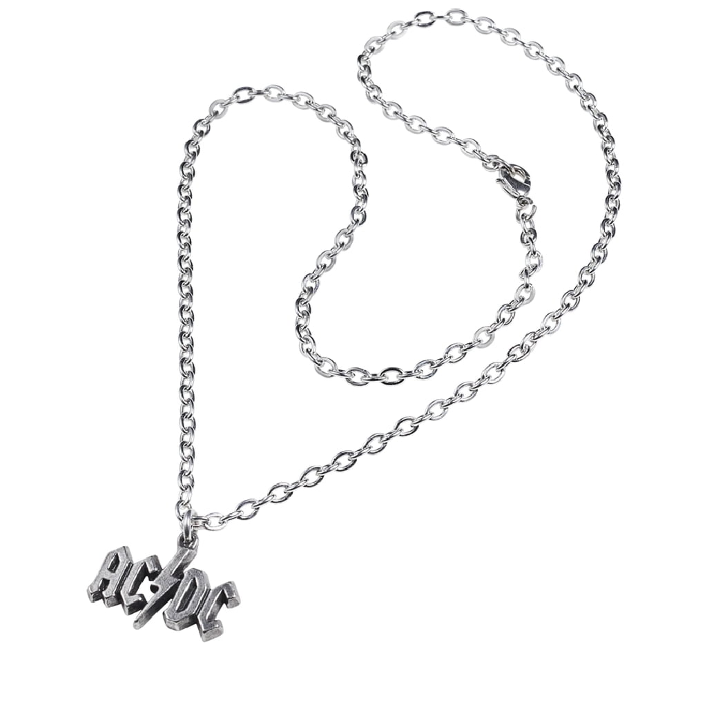 Alchemy Ac/Dc Licensed Lightning Bolt Logo Let There Be Rock Pewter Necklace Silver Small