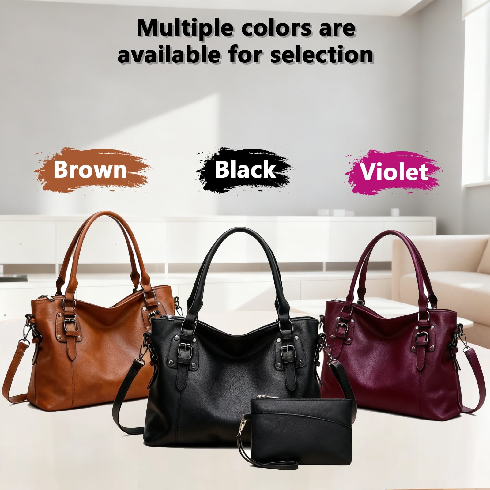 Arcticwind Handheld women's bag,Fashion Crossbody Large Capacity Bag for Women,with Change Purse,Top Handle Bags,Soft PU Leather Multi-Pocket Shoulder Bag Handbag with Adjustable Strap,Purple