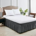 thumbnail image 2 of Wrap Around Bed Skirt 10" inch Drop Easy Care Microfiber Made Bedskirts (Three-Quarter-Dark Grey), 2 of 6