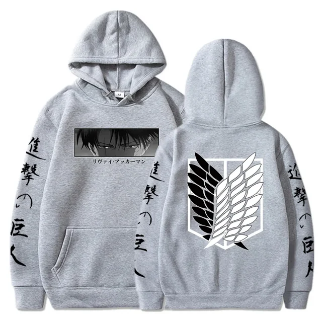 Sudadera con capucha de ataque a los Titanes para hombre y mujer, ropa con estampado de Anime de Levi, Kyojin No Shingeki, Jersey Harajuku de talla grande