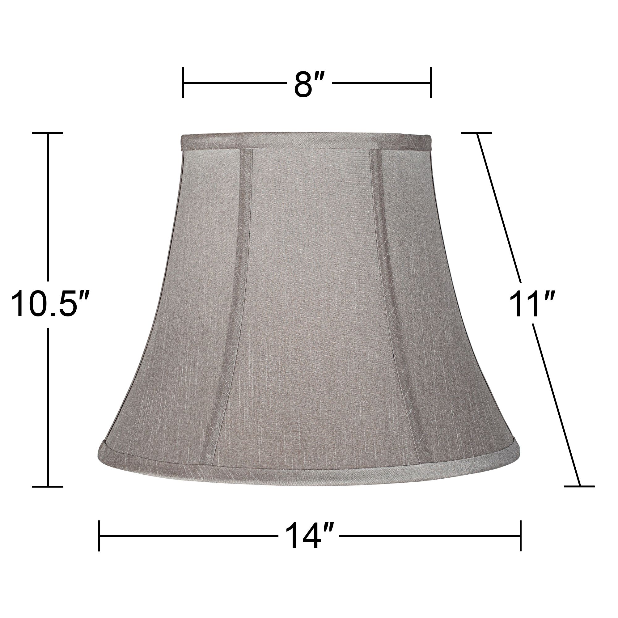 Springcrest Collection Set of 2 Softback Round Bell Lamp Shades Pewter Gray Medium 8" Top x 14" Bottom x 11" Slant Spider with Harp and Finial Fitting