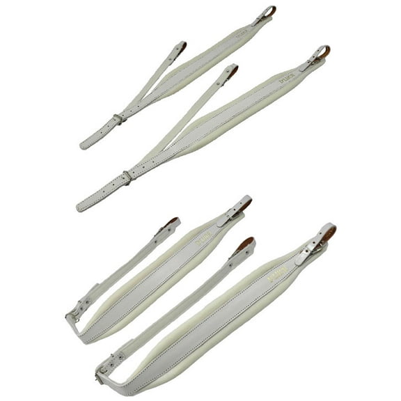 D'Luca DSG-WHLWHV Pro SG Series Genuine Leather Accordion Straps, White/White