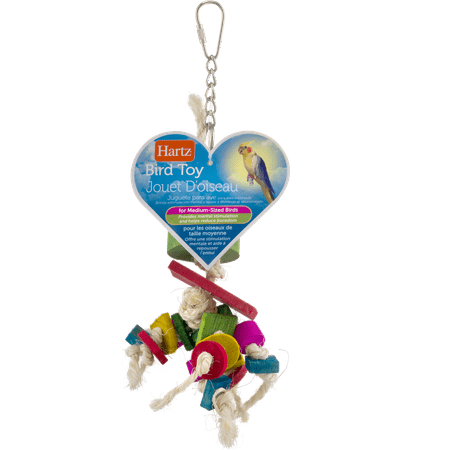 Hartz Feather Frenzy Bird Toy, Rope and Wood Combination