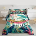 thumbnail image 2 of Feelyou Kawaii Leopard Cheetah Queen Comforter Set, Green Leaves Botanical Bedding Sets, Cute Jungle Animal Reversible Bedding Comforter Set, Microfiber Bedroom Decor, 3pcs, 2 of 8