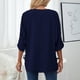 thumbnail image 4 of Camisa de gasa plisada, blusa de gasa de color puro con mangas enrolladas para mujer, blusa informal con cuello en V, diseño exquisito, 4 of 6