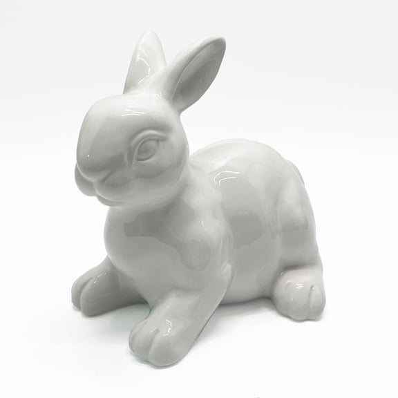 Dolomite Sitting Easter Bunny Tabletop Decoration, White, 6", by My Texas House