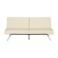 thumbnail image 2 of DHP Emily Sectional Futon Sofa Bed with Convertible Chaise Lounger, Modern Design with Sturdy Chrome Legs, Vanilla Faux Leather, 2 of 10