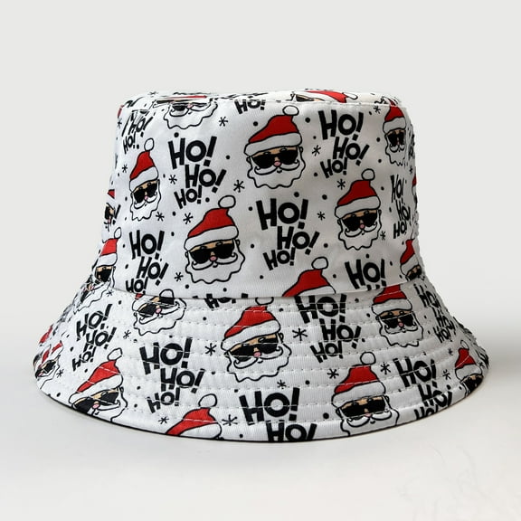 Reversible Bucket Hat with Christmas Print, Double Sided Sun Hat for Outdoor Holiday Travel