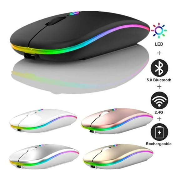 Mouse Recargable Portátil Con Bluetooth Y Inalámbrico Usb Mouse RGB