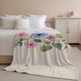 thumbnail image 2 of Throw Blanket for Couch Watercolor Watercolor Soft Fleece Flannel Blankets Cozy Lightweight Blanket for Home Sofa Living Room Blue Pink Flower Bed Throws 50" x 60", 2 of 9