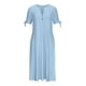thumbnail image 4 of Vestido largo de noche liso con cuello en V, encaje recortado y volantes para mujer - Mezcla de poliéster elástico, cintura imperio, perfecto para cócteles, 4 of 4