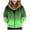 Green, variant on Xudanell Jackets for Women Warm Hooded Jacket Gradient Zipper Hoodie Drawstring Jacket Lined Plush Women Fashion Hoodies Blue XXXL
