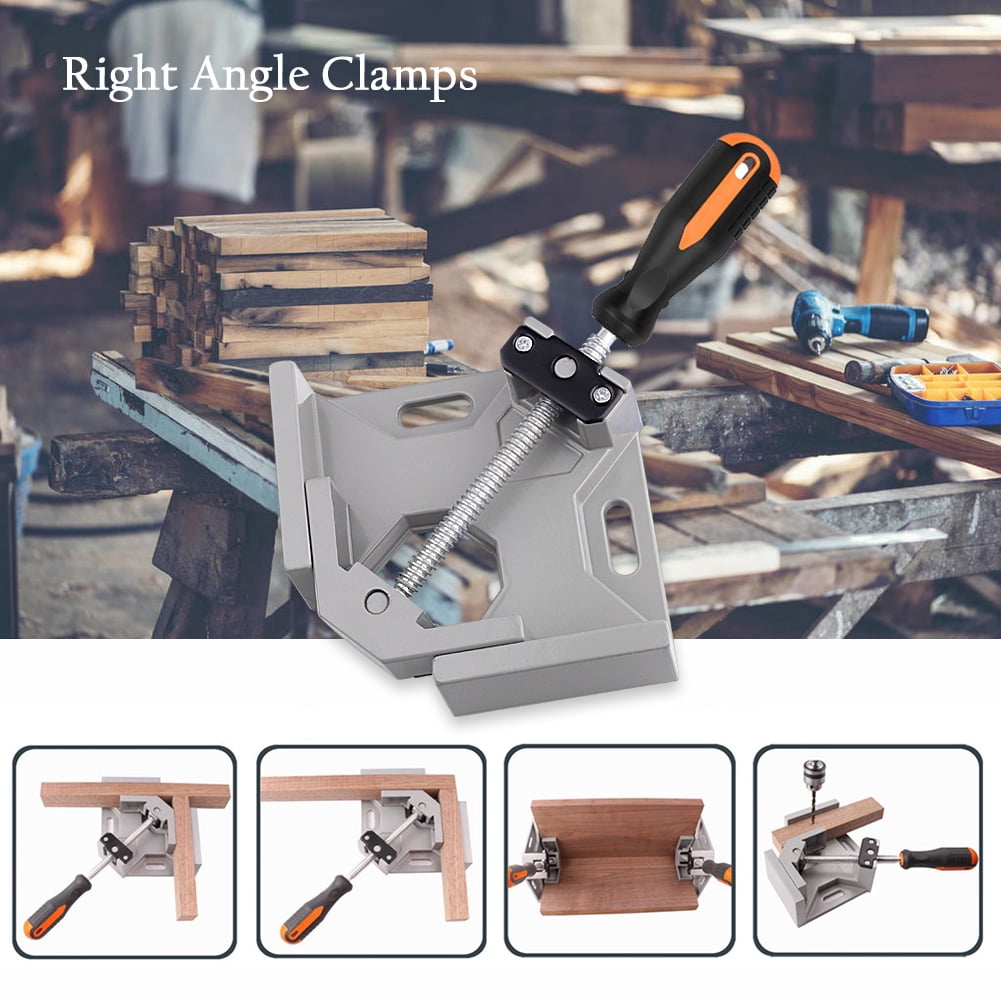 LEJOSTOL 2 Pack Right Angle Clamp - 90 Degree Clamps for Woodworking, Single Handle Aluminum Alloy Corner Clamp with Adjustable Swing Jaw