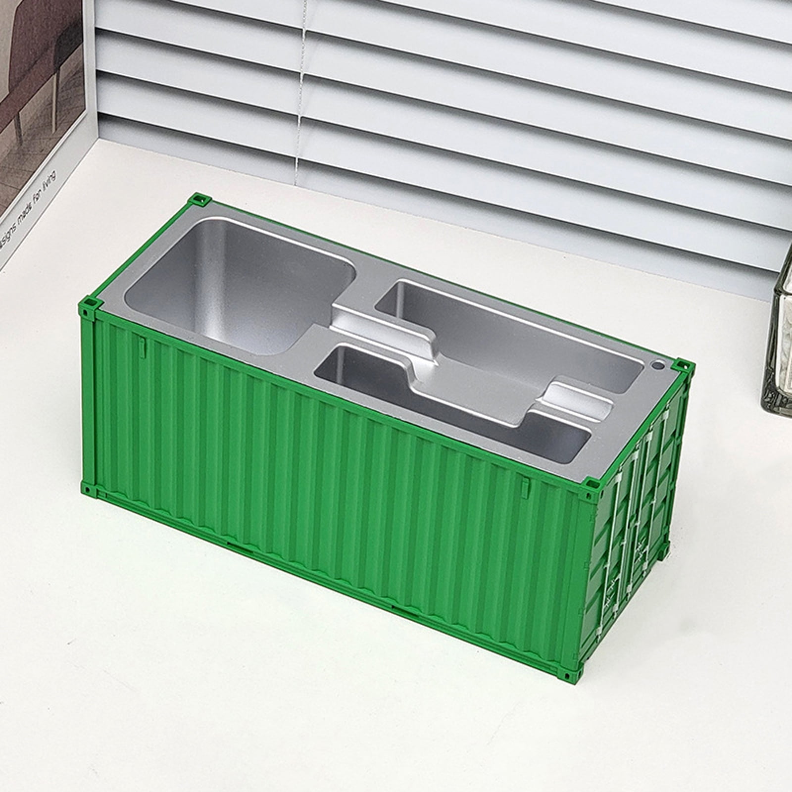 Shipping Container Storage Box Pencil Holder Desktop Pen Organizers with Business Name Card Holder for Pen Pencil Marker