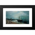 thumbnail image 2 of Constantinos Volanakis 14x9 Black Modern Framed Museum Art Print Titled - Moonlit Harbour of Volos, 2 of 5