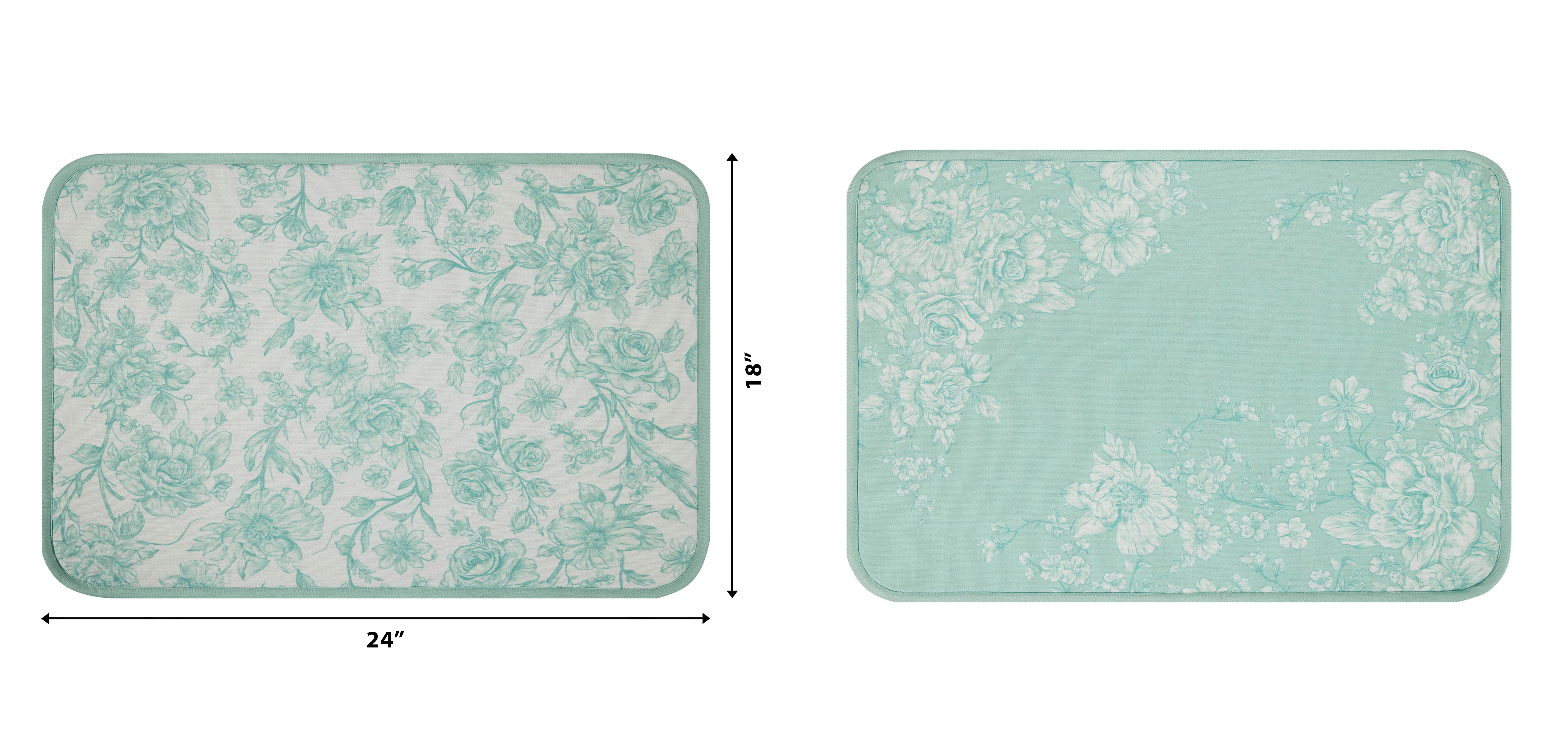 The Pioneer Woman Agatha 100% Polyester Dish Drying Mat, Green, 18" x 24"