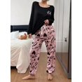 thumbnail image 6 of Womens Multicolor Heart Print Long Sleeve Pajama Set, Soft Cozy Sleepwear, 6 of 7