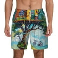 thumbnail image 3 of Uemuo Whimsical Treehouse Painting Pattern Mens Swim Trunks Quick Dry Board Shorts with Mesh Lining, Stretch Beach Shorts Quick Dry No-Chafing Board Shorts-3X-Large, 3 of 9