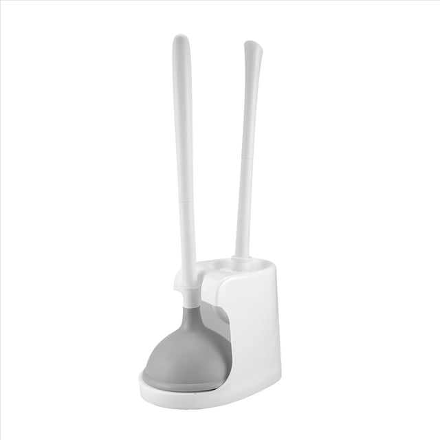 Juego de Desatascador y Escobilla para Inodoro 2 en 1 con Soporte para Herramientas de Limpieza de Baño Combinado con Soporte A