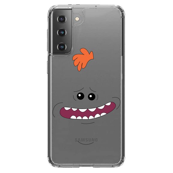 DistinctInk Clear Shockproof Hybrid Case for Galaxy S21  PLUS 5G (6.7" Screen) - TPU Bumper, Acrylic Back, Tempered Glass Screen Protector - "Exsistence is Pain" Face