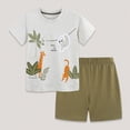 thumbnail image 2 of TOWED22 Toddler Kids Baby Boy Summer Outfits 2pcs Dinosaur Truck Print Round Neck Short Sleeve Tee Shirt Elastic Waist Shorts Clothes(Grey,1-2 Y), 2 of 8