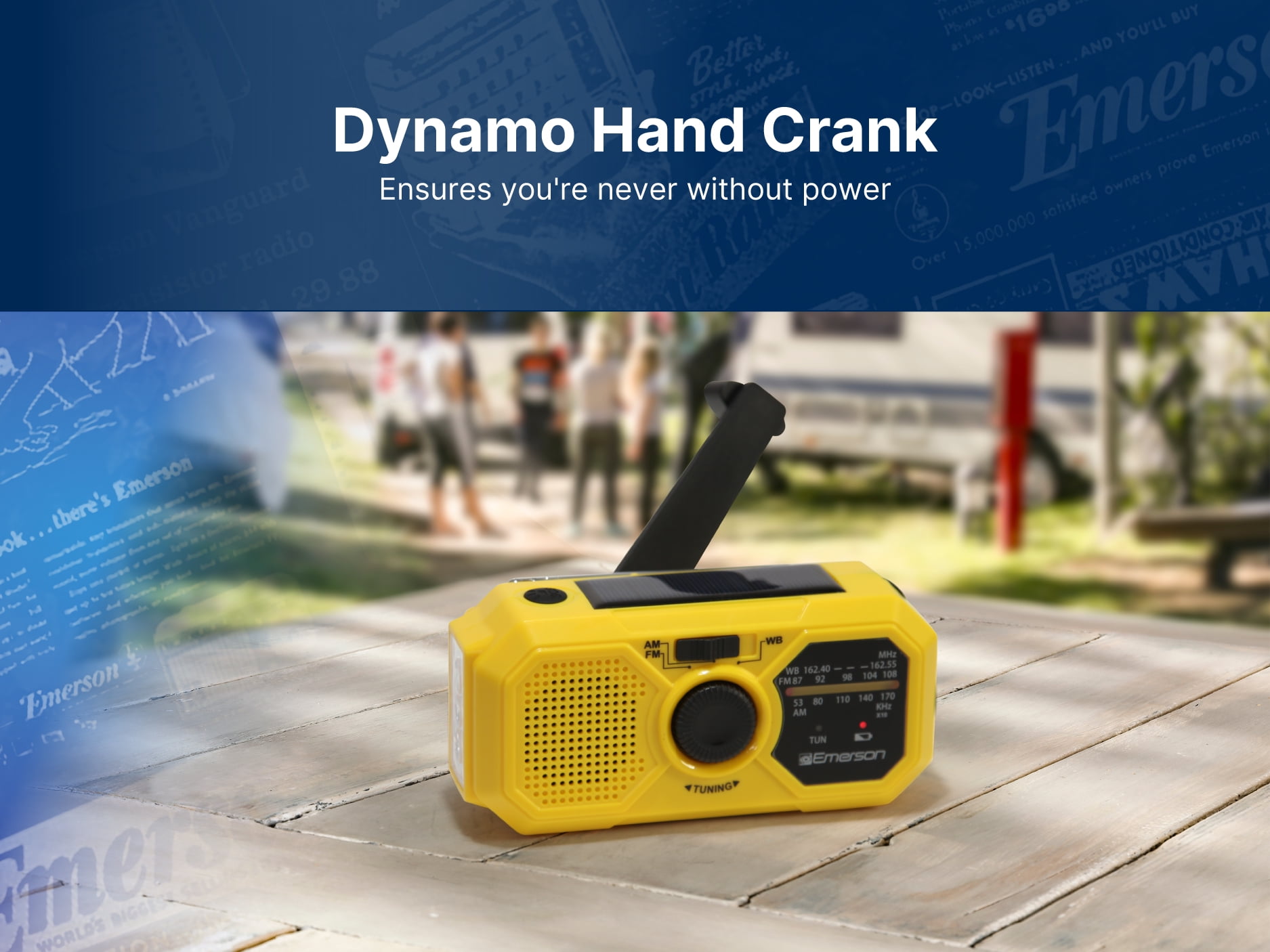 Emerson ER-7050 Emergency AM/FM Radio with Weather Band and Power Bank, Yellow