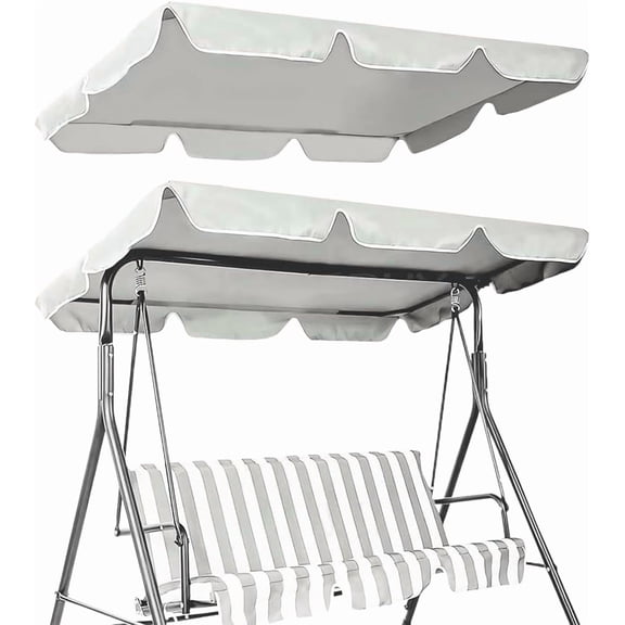 Outdoor Patio Swing Chair Canopy Replacement 3 Seater Porch Swing Seat Canopy Top Cover 210D Oxford Cloth Waterproof UV Protection for Garden Hammock Top Furniture Covers Beige 77 x 49in 1pc