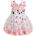 thumbnail image 2 of IWEMEK Girl Dresses Bow Knot Cow Pattern Pink Party Dress Fashion Chic Princess Cuteness Outfits Comfy Leisure Clothes, 2 of 10