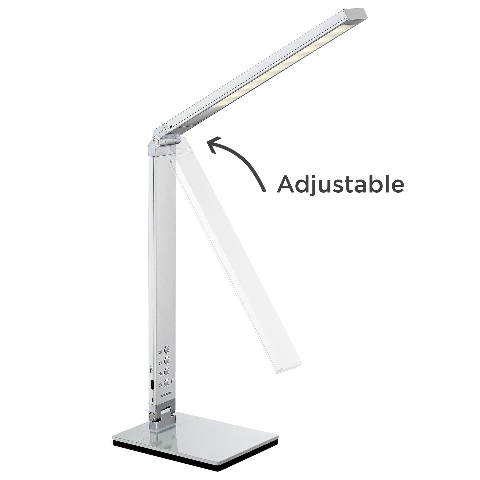 360 Lighting Jett Modern Desk Lamp 16 1/2" High Silver with USB Port and Nightlight LED Dimmer Touch On Off for Bedroom Bedside Nightstand Family Home
