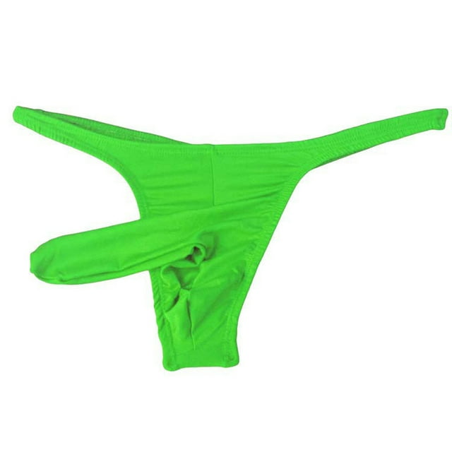 WZXFASHION Men's Fashion Sretch G-string T-back Micro Thong Briefs Underwear Intimates Green One size