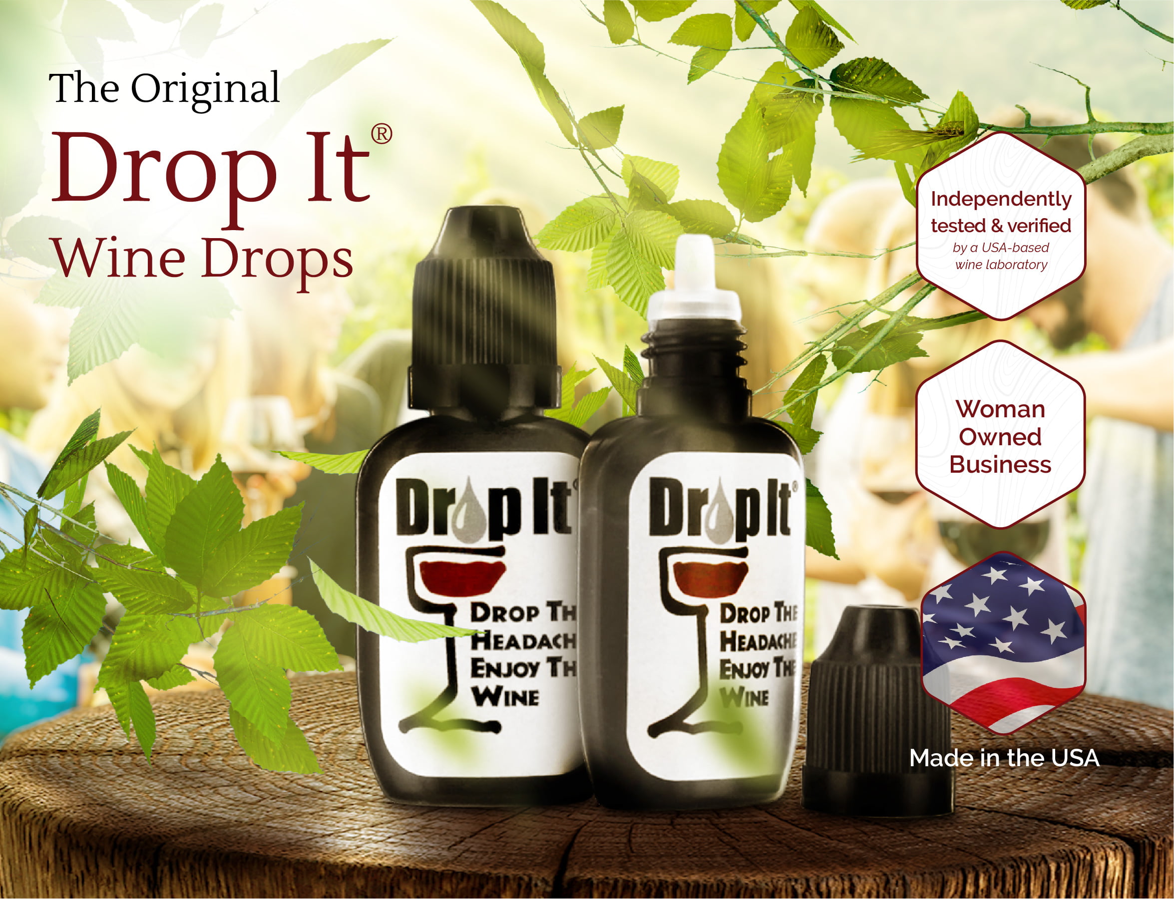 Natural Wine Sulfite Remover and Wine Tannin Remover A Wine Filter or Wine Wand Alternative Drop The Wine Headache Portable and Discrete 1 Pack Drop It Wine Drops Enjoy Your Wine 