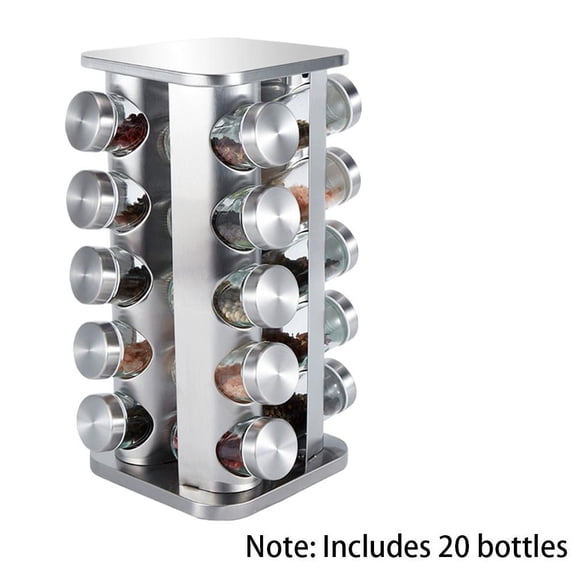 Revolving Spice Rack with 20 Spice Jars, Kitchen Spice Organizer Carousel with 386 Labels for Countertop or Cabinet