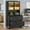 Black, variant on File Cabinet with Power Outlets and LED Lights, Vertical Filing Cabinet with 2 Lockable Drawers, Large Cabinet with Glass Doors for Office, White