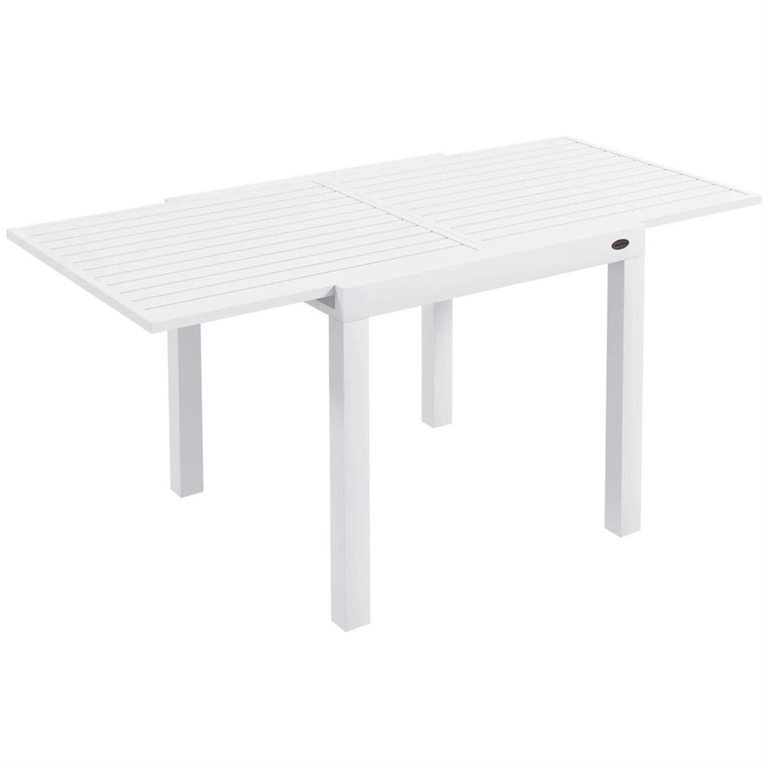 Demi Bonn 70" Expandable Outdoor Dining Table for 4-6 Guests, Aluminum Frame Patio Table for Garden, Lawn, Balcony, Terrace, White