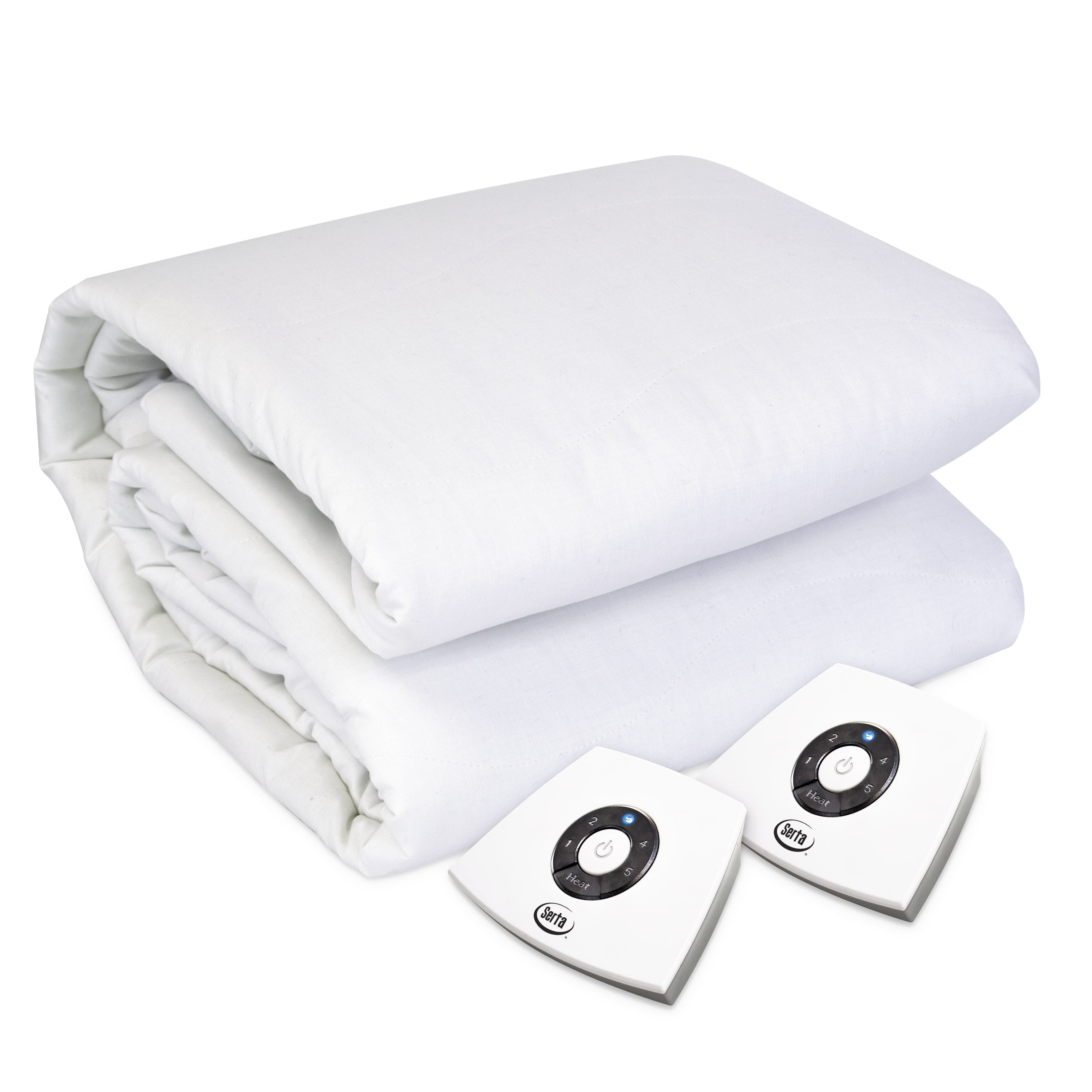 Serta Cotton Blend Electric Heated Mattress Pad, 5-Setting Heat Control, 10-Hour Auto Shut-Off Safety, Fits Up to 18" Mattress