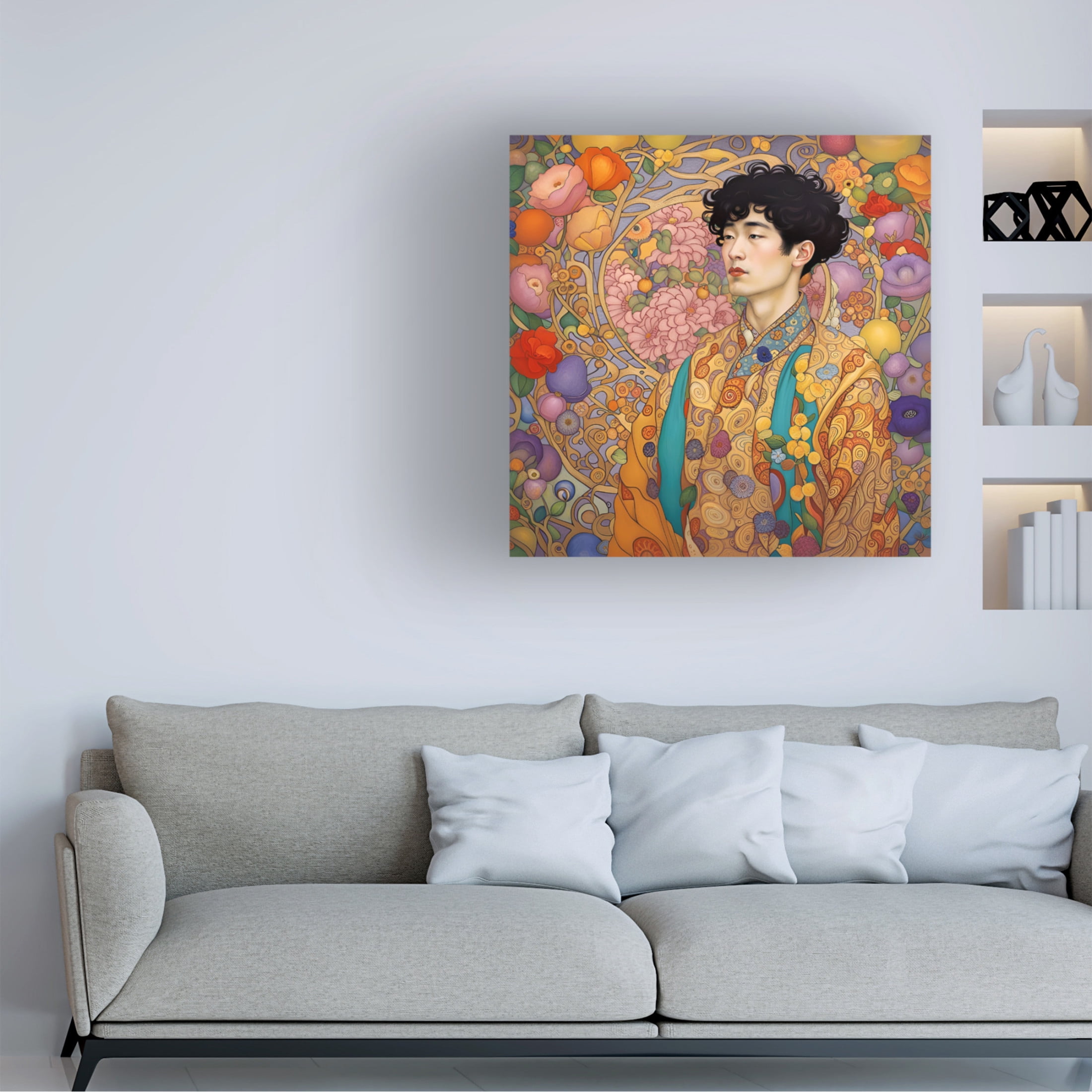 Canvas Wall Art - Tina Lavoie 'Art Nouveau Beauty XI' Wall Art for Living Room, Bedroom, or Office Décor by Trademark Fine Art - 18 x 18 Inches