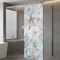 thumbnail image 3 of Coastal Starfish Privacy Window Film, Decorative Frosted Glass Window Film, Blue Nautical Coral Seashell Wooden Reusable Peel and Stick Static Cling for Home Bathroom Office Glass Door 23.6"x59", 3 of 8