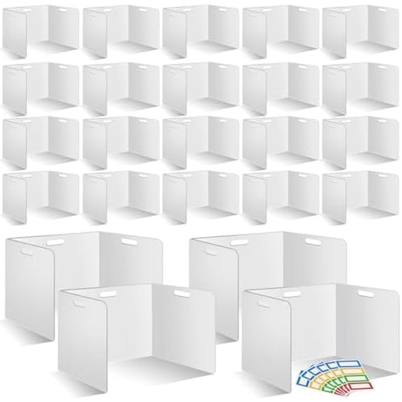 30 Pcs Desk Dividers for Students 14 × 17.5 × 14 Inch Plastic Durable and Waterproof Privacy Folders Shields Test Dividers with Classroom Privacy Boards for School Study Teacher Supplies (White)