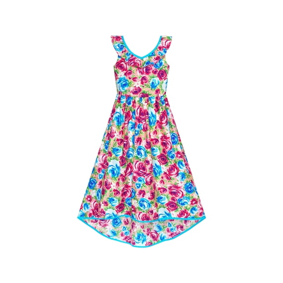 Girls Dress Flower Cotton Casual Summer Beach Holiday 6 Years