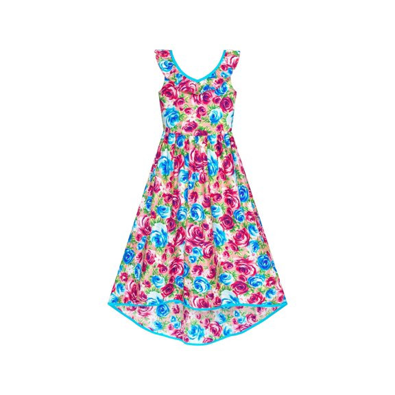 Girls Dress Flower Cotton Casual Summer Beach Holiday 6 Years