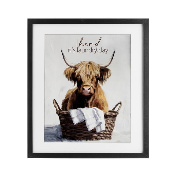 Herd It's Laundry Day Black Framed Print Under Glass, design by Kim Allen