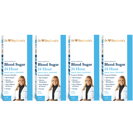 4 Pack - Blood Sugar 24 Hour Daily Support Supplement, by Dr. Stephanie's