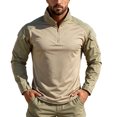 thumbnail image 2 of Cargo Long Sleeve Top for Men Half Zip Stand Collar Color Block Outdoor Hiking Trip Workout Pullover S, 2 of 7