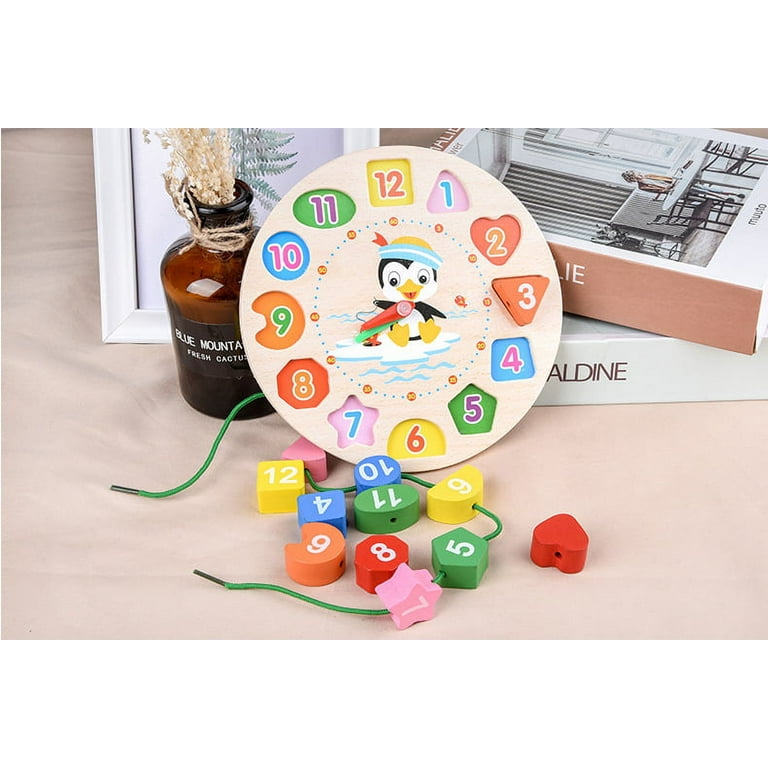 Early Learning Center Wooden Teaching Clock With Random Pattern, Toys  Wooden Shape Color Sorting Clock Teaching Time Number Blocks Puzzle  Stacking Montessori Educational Toy Gift For Year Old Kids - Temu