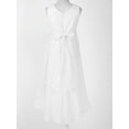 thumbnail image 4 of CHICTRY Girls Wedding Flower Girls Bridesmaid Dress with Rhinestone Belt Tea Length Chiffon Pageant Prom Gown Ivory 4, 4 of 7